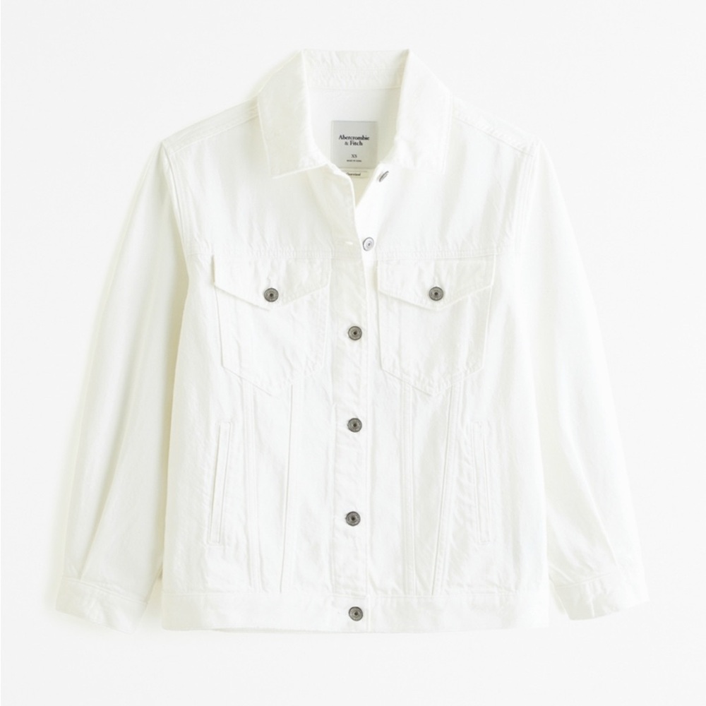 Abercrombie Denim Trucker Jacket - White - Size M - NWT